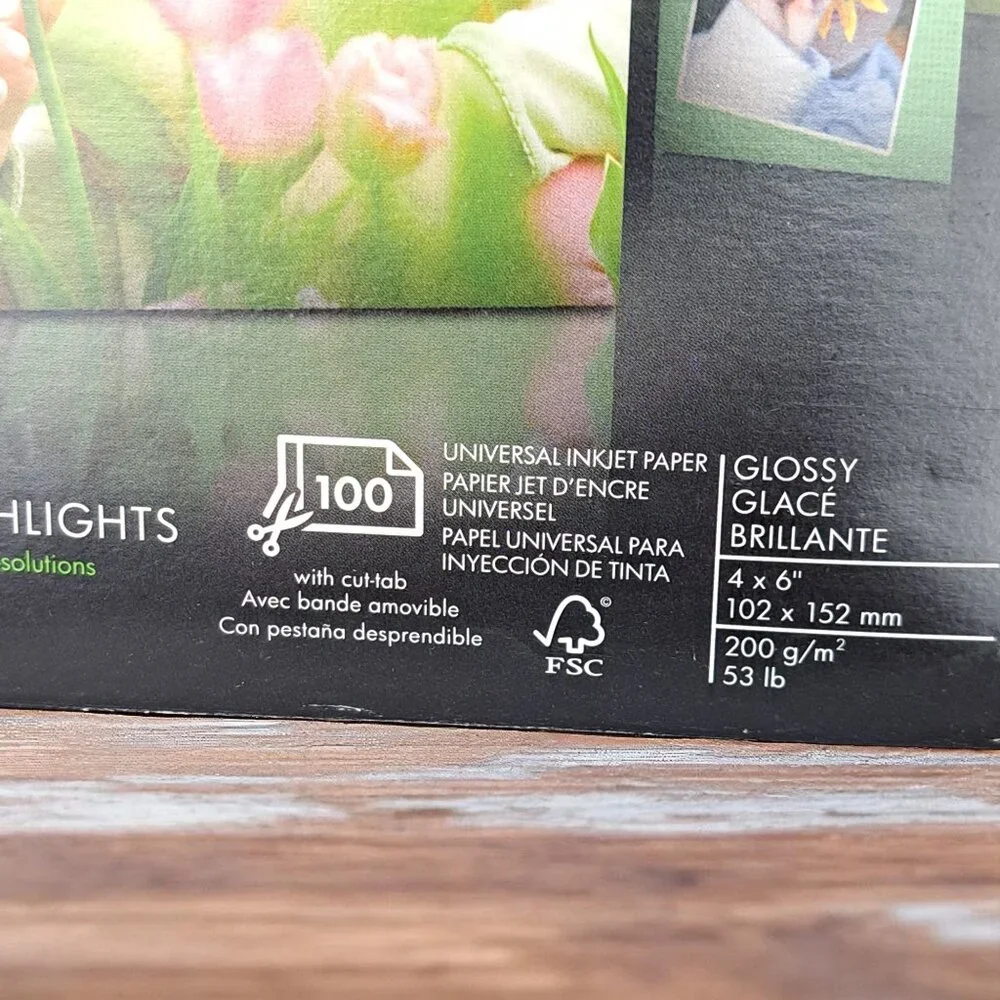 HP Everyday Inkjet Photo Paper Glossy 4x6 Inch 100 Sheets, Sealed Unopened Box